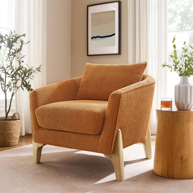 Kervin Upholstered Armchair, Curry Boucle, Natural