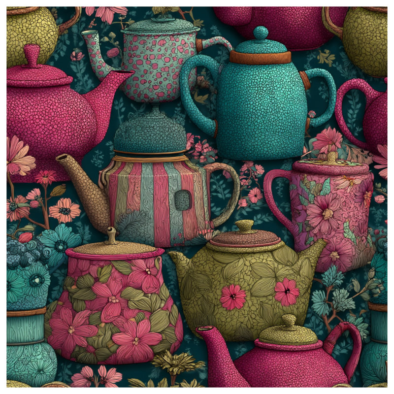Rideaux de fenêtre, rideaux occultant et théâtres - 1 panneau Teapots, Blocage, 50" x 80" - 1 Panel