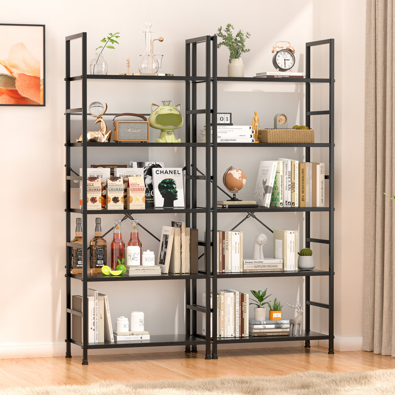 2-SET Storage Shelf, 5-Tier Bookcase, Black