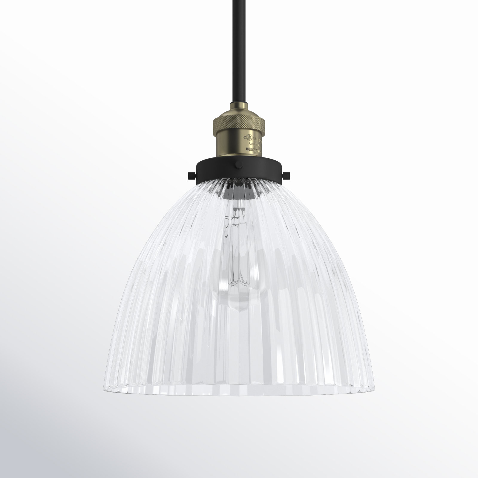 Montrose Single Light Glass Dimmable Pendant, Matte Black, 6 Watt Vinage LED Bulb