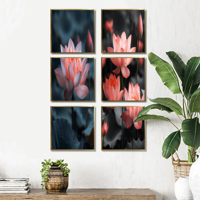 Ensemble de 6 impressions sur toile Lotus