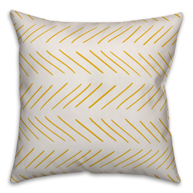 Geometric Throw Pillow, 16" x 16", Cream/Yellow, Polyester/Polyfill