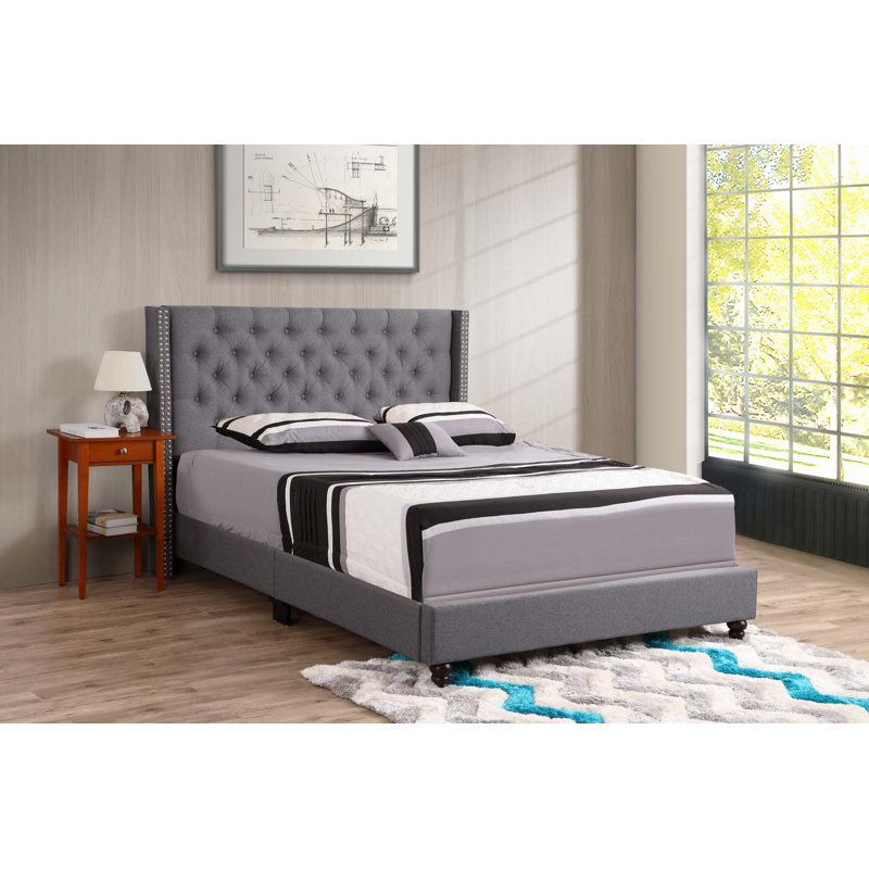 Upholstered Bed(Only Bed), Gray