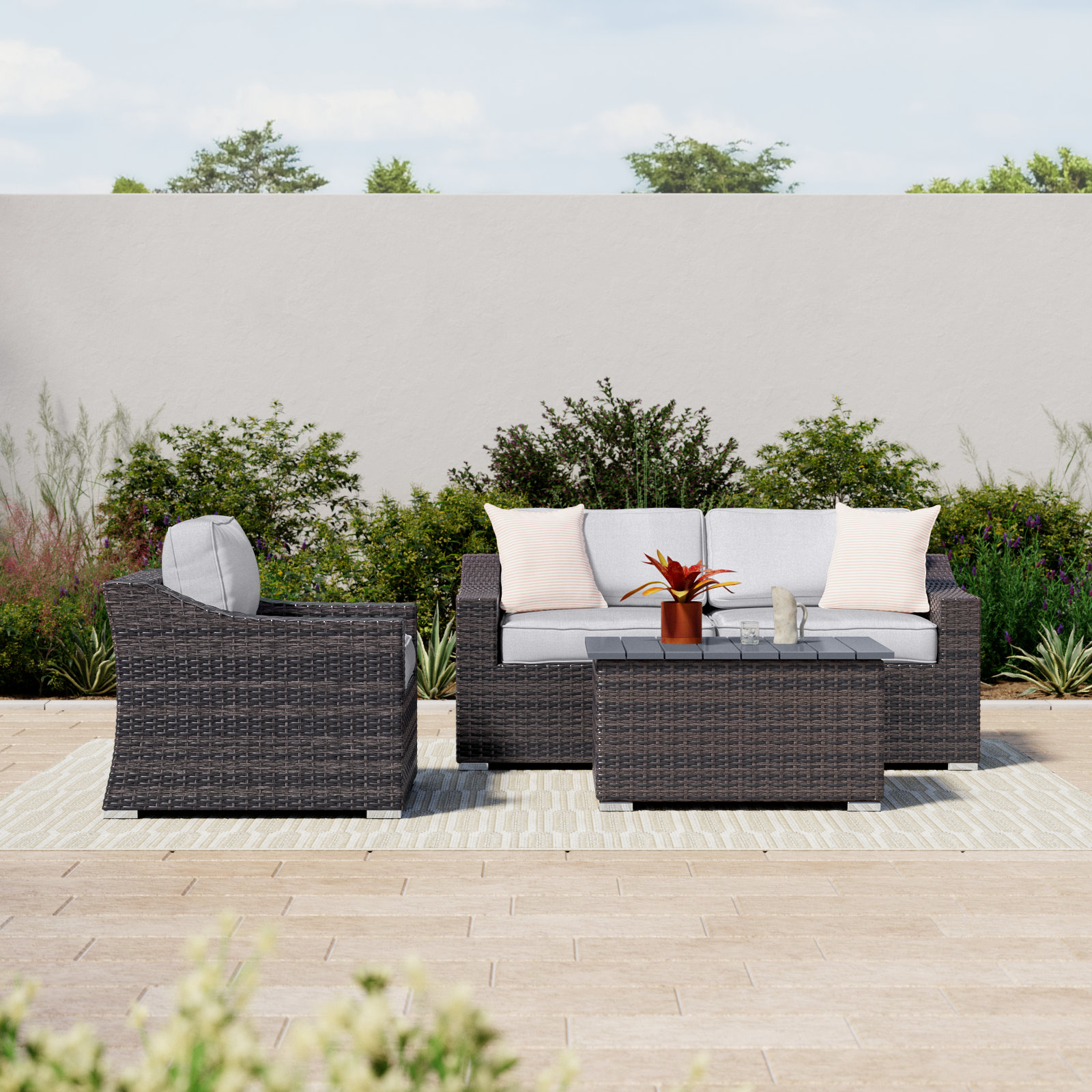 Gustavs 3-Person Sunbrella® Patio Seating Group, Brown