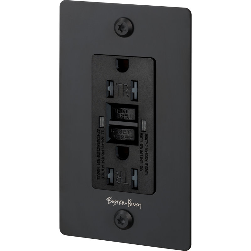 1G Duplex Outlet / GFCI / Linear / With Logo, Black