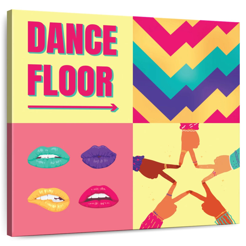 Retro Dance Floor Typography, 24" H x 24" W