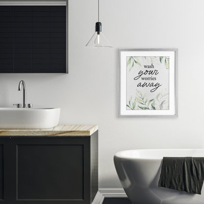 «Wash Worries Away Leaves», impression encadrée sous verre, design par lettré et doublé