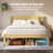 14 Inch Queen Bed Frame, Solid Wood Platform Bed With Slatted Headboard & Slats Support , No Box Spring Needed, Easy Assembly, Natural-2057358560