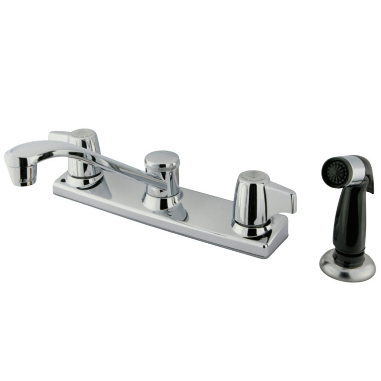 Kingston Brass Two-Handle 4-Hole 8" Centerset Kitchen Faucet with Side Sprayer