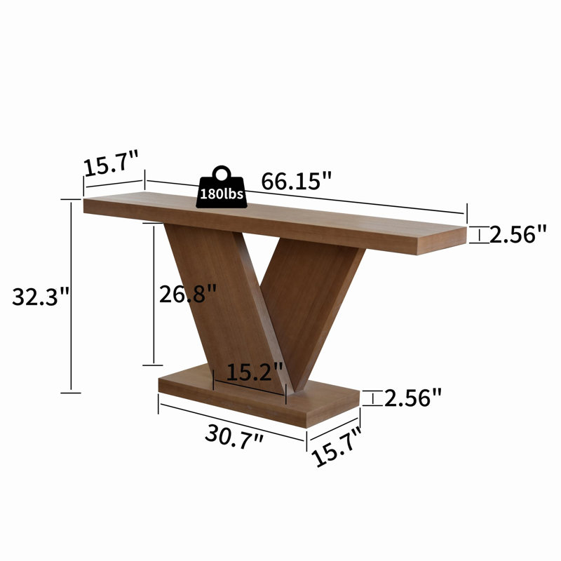 Console en bois massif Minerva, Noyer