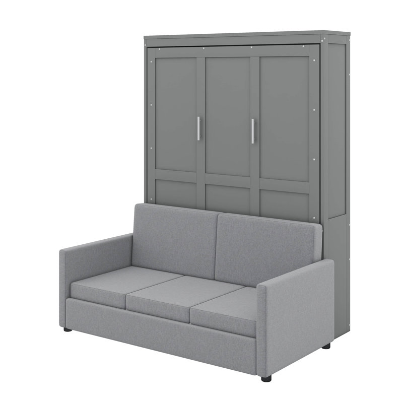 Grand lit escamotable avec coussin, Gris