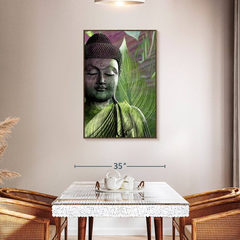 Méditation, 29 po x 43 po, Cadre flottant noyer