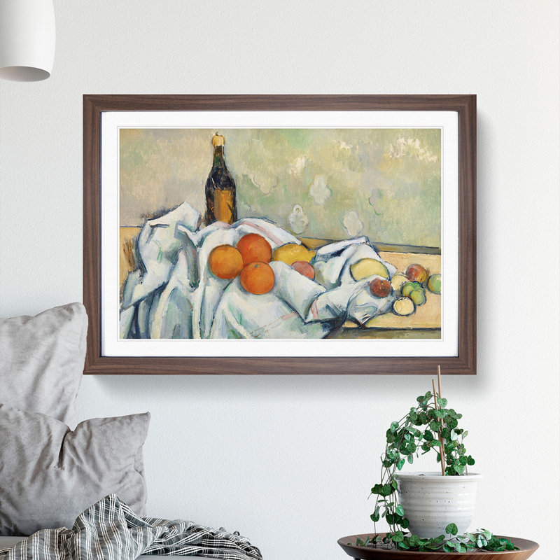 Still Life with Fruit Vol.2 by Paul Cezanne - Framed Print, 48cm H x 65cm W x 2cm D, Walnut Framed