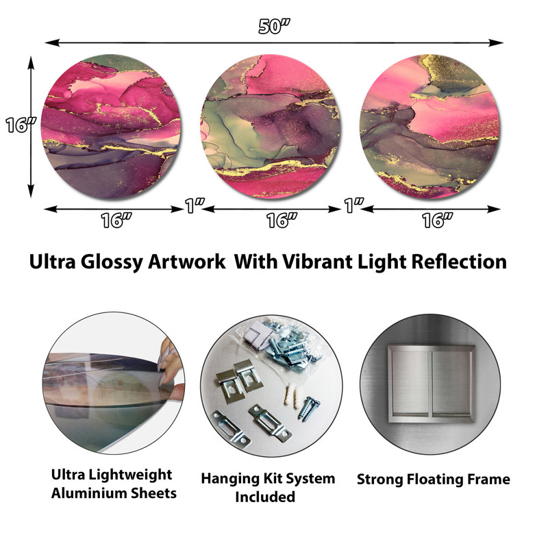 Ensemble de 3 décorations murales fluides de luxe