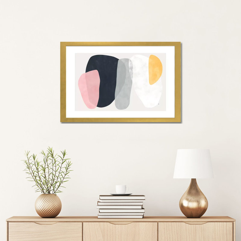 Auros par Tracie Andrews - reproduction, Blanc, H 16 po x l 24 po x P 1 po, Papier encadré doré
