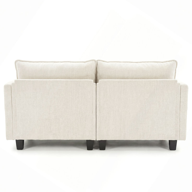 Canapé en chenille, canapé compact à 2 places avec deux ports de chargement USB et poches latérales, petit canapé pour chambre à coucher, bureau, appartement.