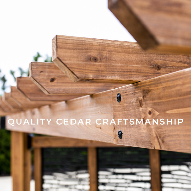 Verona Light Brown Cedar Wood Cabana Pergola with Bamboo Panels