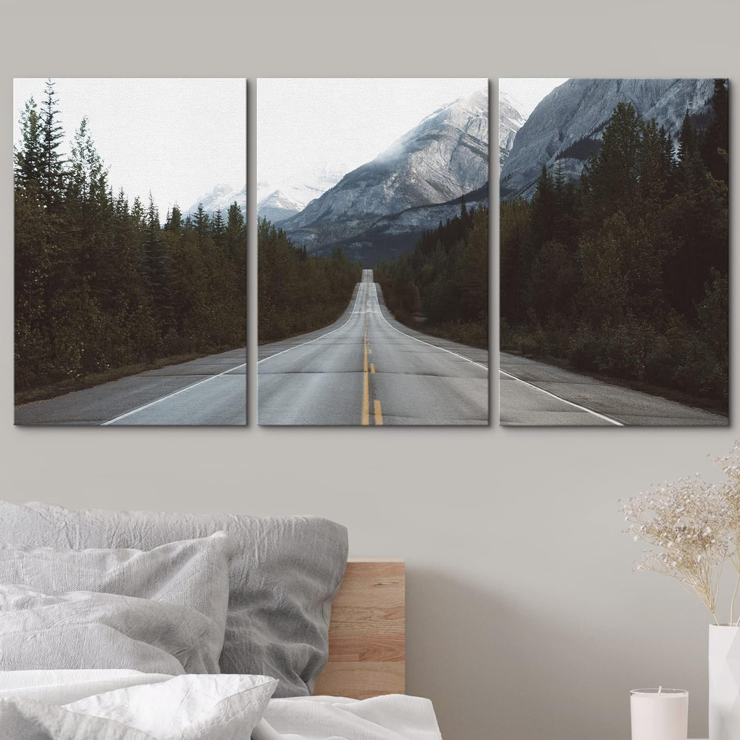 IDEA4WALL - 3 Piece Canvas Wall Art - Road In Mountain Area - Modern ...
