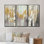 «Silver and Yellow Birch Forest II - Farmhouse», ensemble d'art mural sur toile encadré