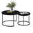 Set of 2 Round Nesting Coffee Tables, Rustic Brown Wood Grain Stacking Side End Tables with Matte Black Metal Frame, Industrial Nestable Accent Table for Living Room, Small Apartment & Condo-1548278806