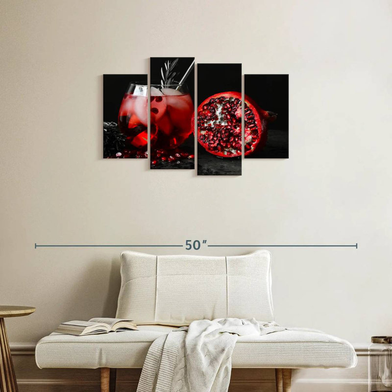 Ensemble de 4 toiles tendues Peche Grenade Prosecco, H 22 po x l 36 po x P 1 po