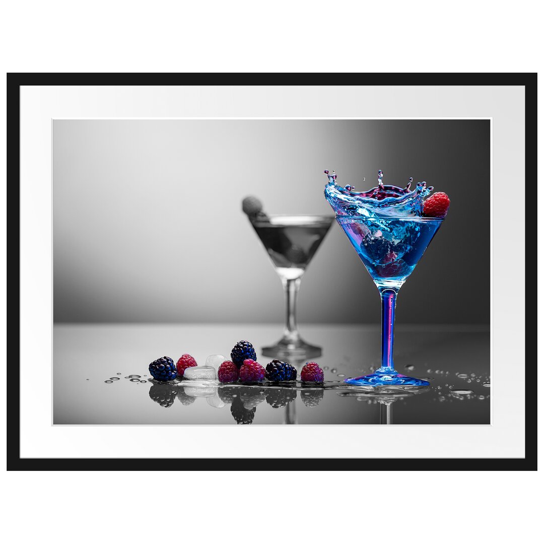 Gerahmtes Poster Blauer Leckerer Cocktail