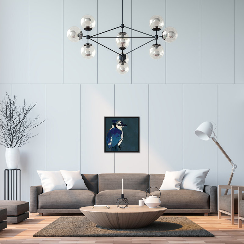 Nature Inspired Azure Aviary, 16" H x 16" W, Black, Floated Framed Canvas