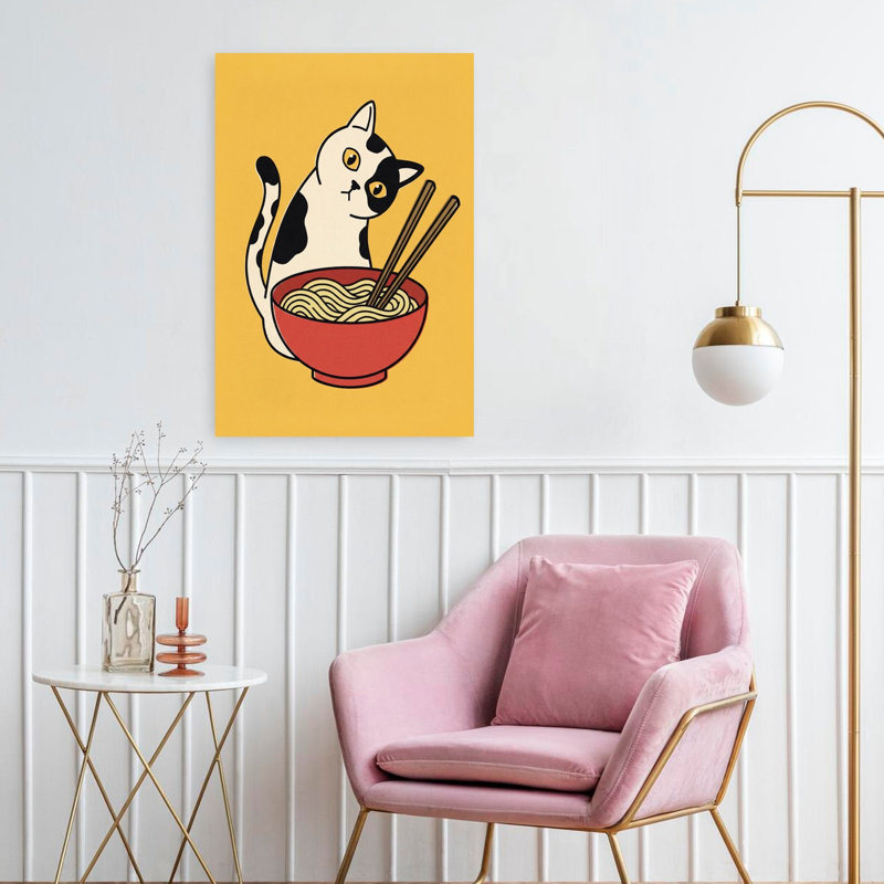 «Curious Cat Ramen», art mural contemporain, H 24 po x l 16 po