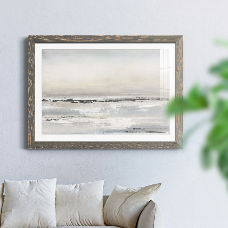 Distant brouillard - peinture encadrée, H 37,5 po x l 27,5 po x P 1,5 po, Encadré gris