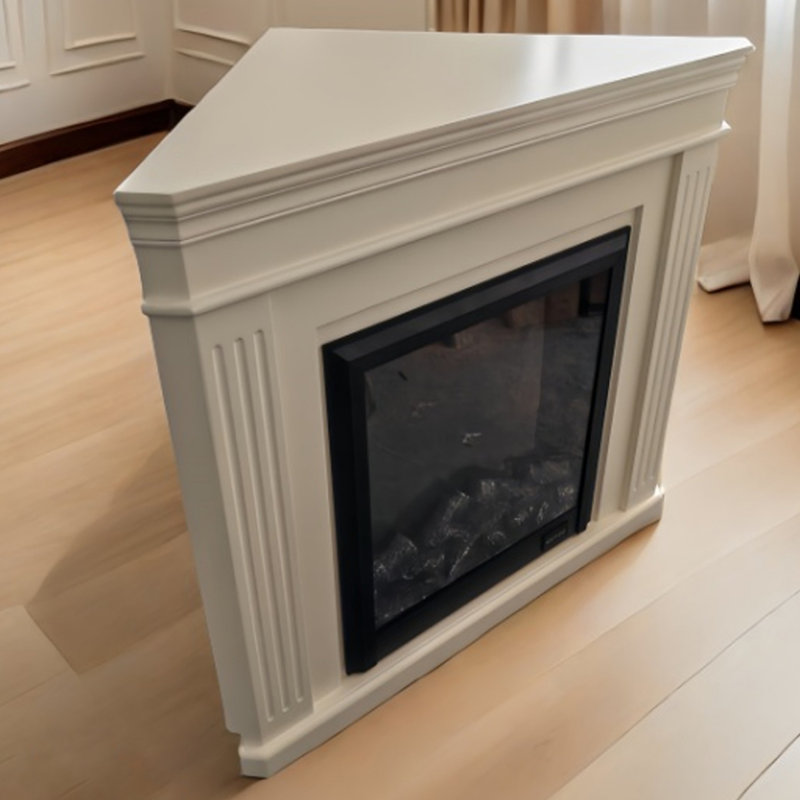 Foyer électrique en bois massif beige, H 39,37 po x l 29,53 po x P 29,539 po