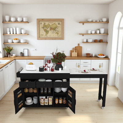 Kitchen Island With Extendable Table And Rolling Storage by Gracie Oaks