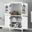 Armoire de rangement élégante pour salle de bain, unité de rangement pour salle de bain, armoire autoportante avec 4 portes, tablettes réglables, tablettes adaptables, blanc-853404211