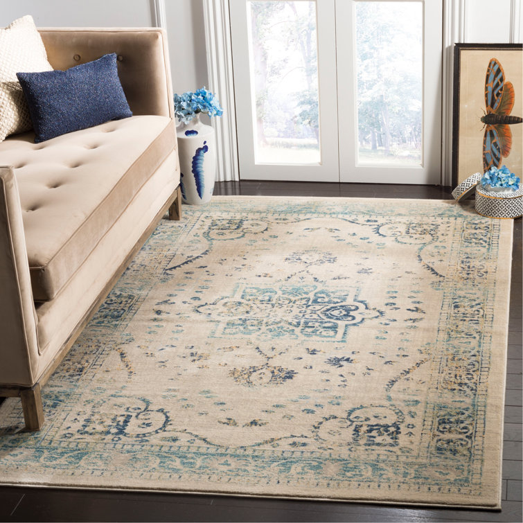 Annette Oriental Beige/Turquoise Area Rug