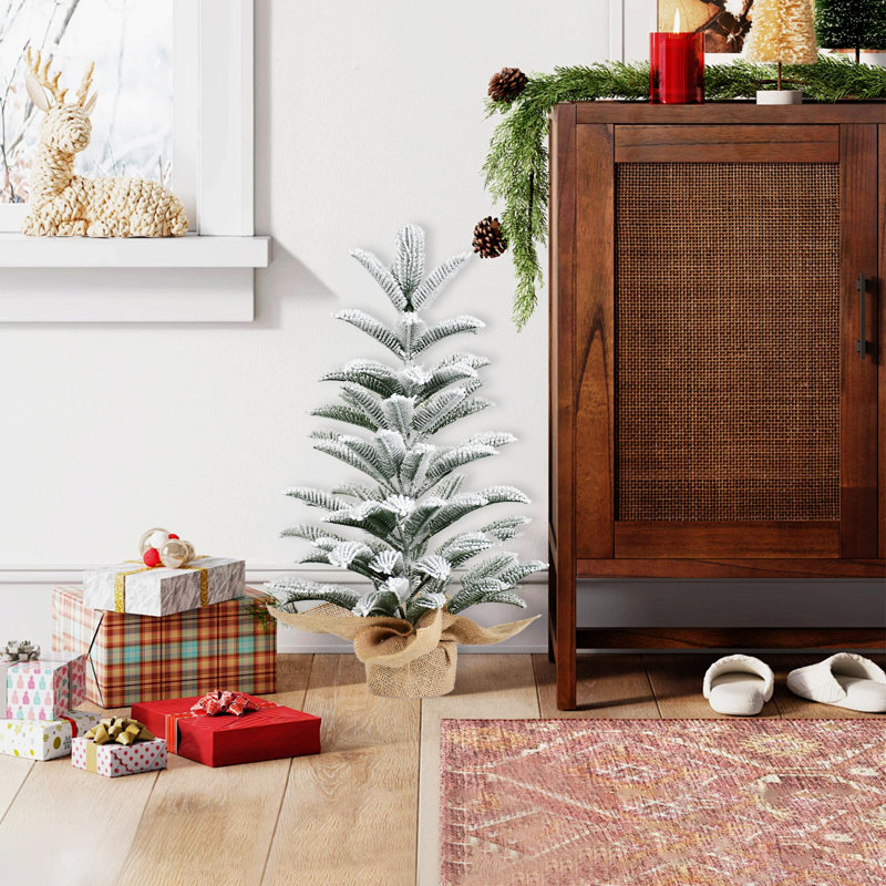 Flocked Tabletop Christmas Tree with PE Tips