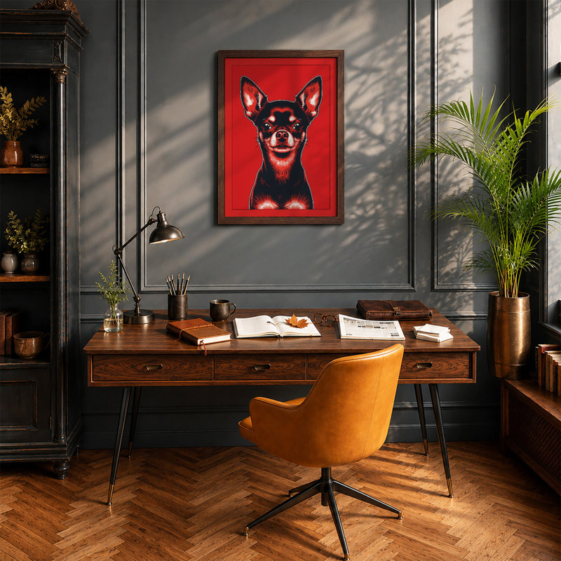 Smiling Chihuahua Modern - Print, Walnut, A3 - 42.0 x 29.7 cm