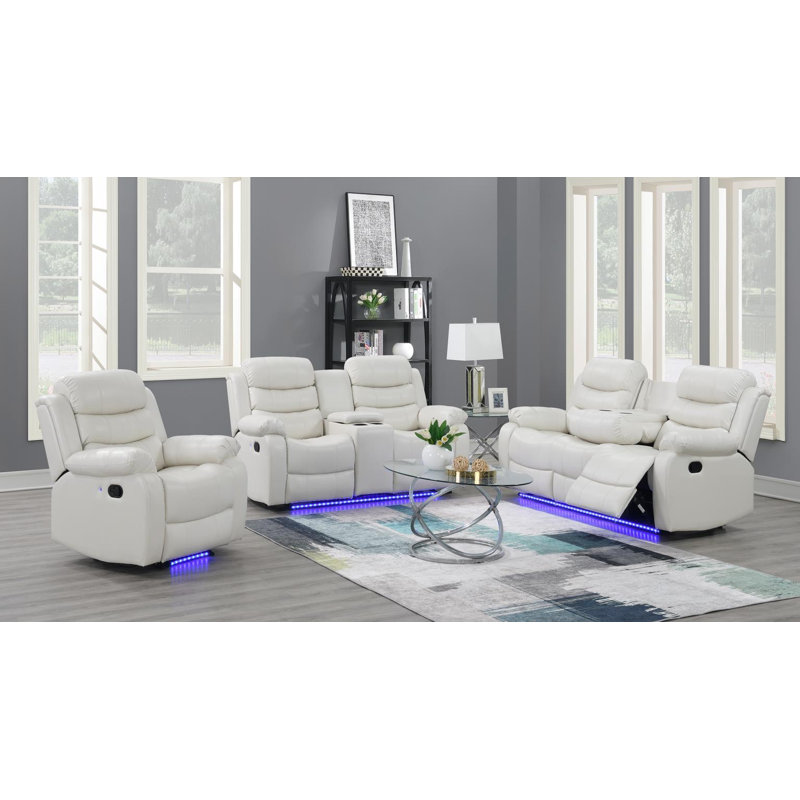 2 Piece Faux Leather Reclining Living Room Set, 2 Pieces: Sofa, Loveseat, Brown Faux Leather