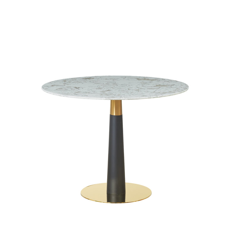 Shadybrook Round Faux Marble Top Dining Table with Steel Base, 75cm H x 100cm L x 100cm W, White