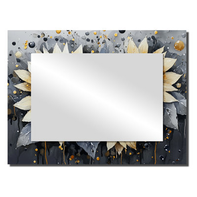 Watercolor Morning Dew Of Sunflowers I - Floral Mirror Wall Decor - Printed On Metal