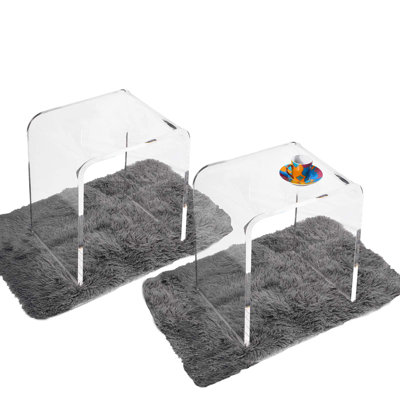 Acrylic End Table, Clear Lucite Coffee Table with Waterfall Edges (Set of 2)