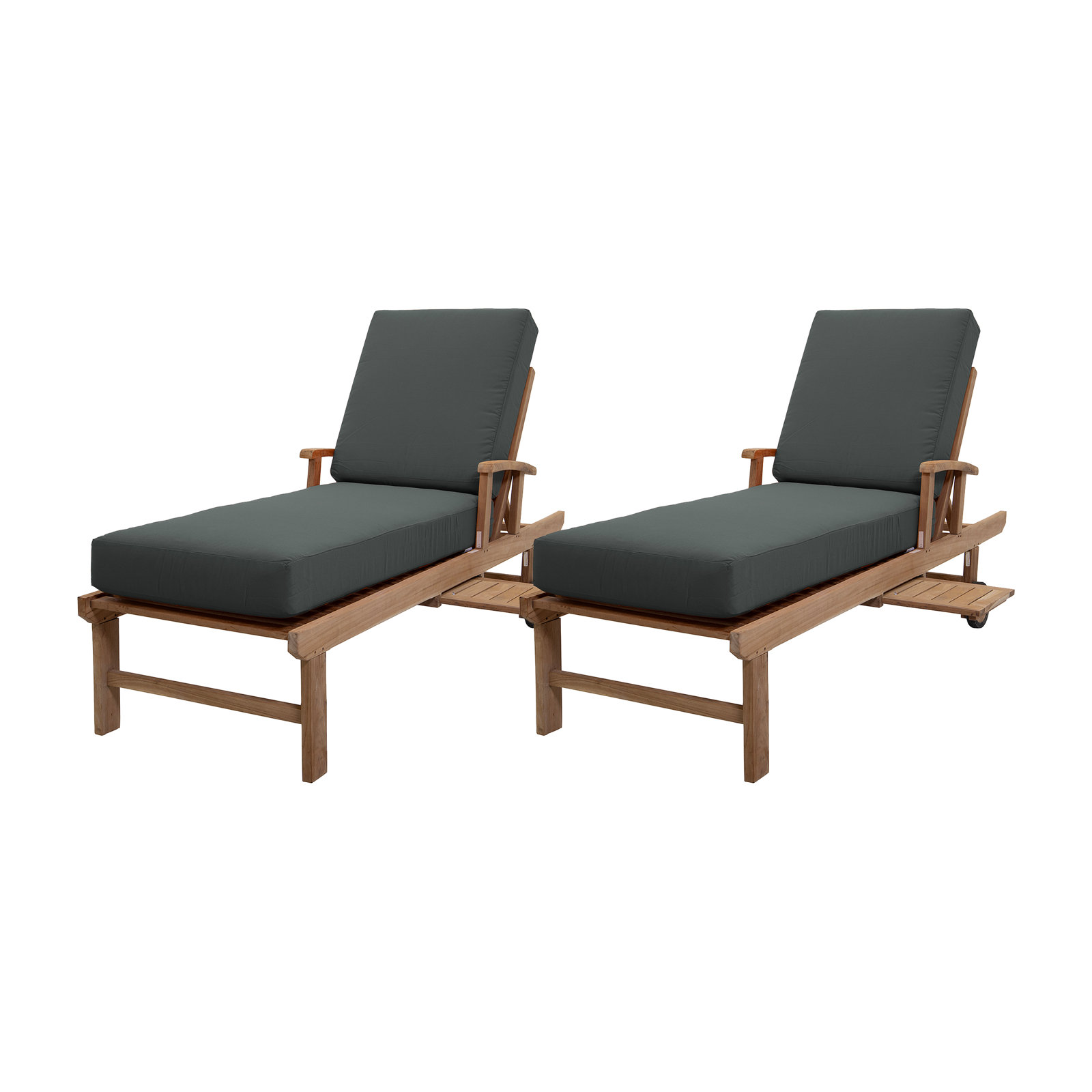 Huntington 26'' Outdoor Teak Chaise Lounge, Sunbrella Upholstery Coal Sunbrella® Canvas
