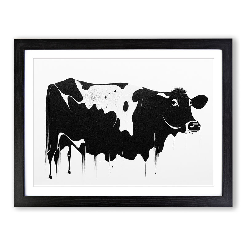 Monochrome Cow Art Vol.3 Abstract - Single Picture Frame Print, Black Framed, 46cm H x 64cm W x 2cm D