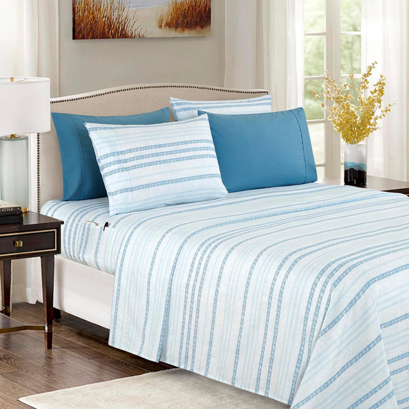 Ensemble de 6 valises pour chambre d'amis, Ensemble de draps pour lit double + un drap-housse, Aqua