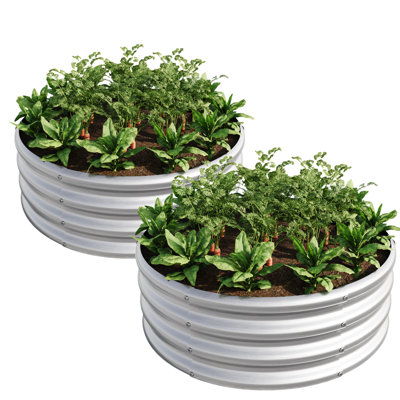 2Pcs W840116761 Galvanized Metal Planter With Reinforced Corners For Stronger Support, Suitable Shallow Rooting Flowers Design Heavy Soil Plants