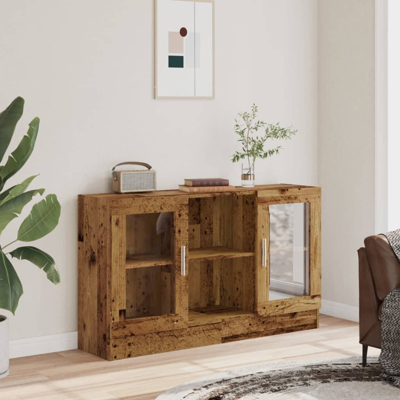 Avrian 120 Cm Wide Sideboard, Old Wood, Engineered Wood/Glass