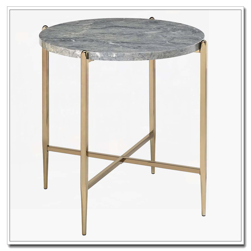 Table de bout ronde grise et champagne