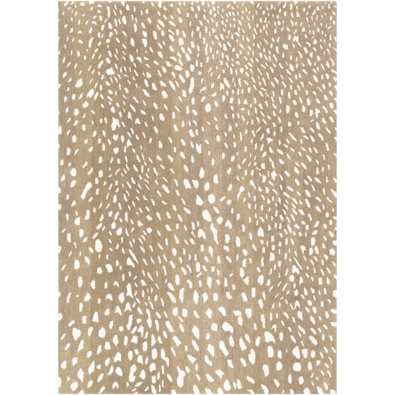 Tapis en laine touffeté à la main brun clair / brun clair / crème Jona, Rectangle de 10 pi x 14 pi