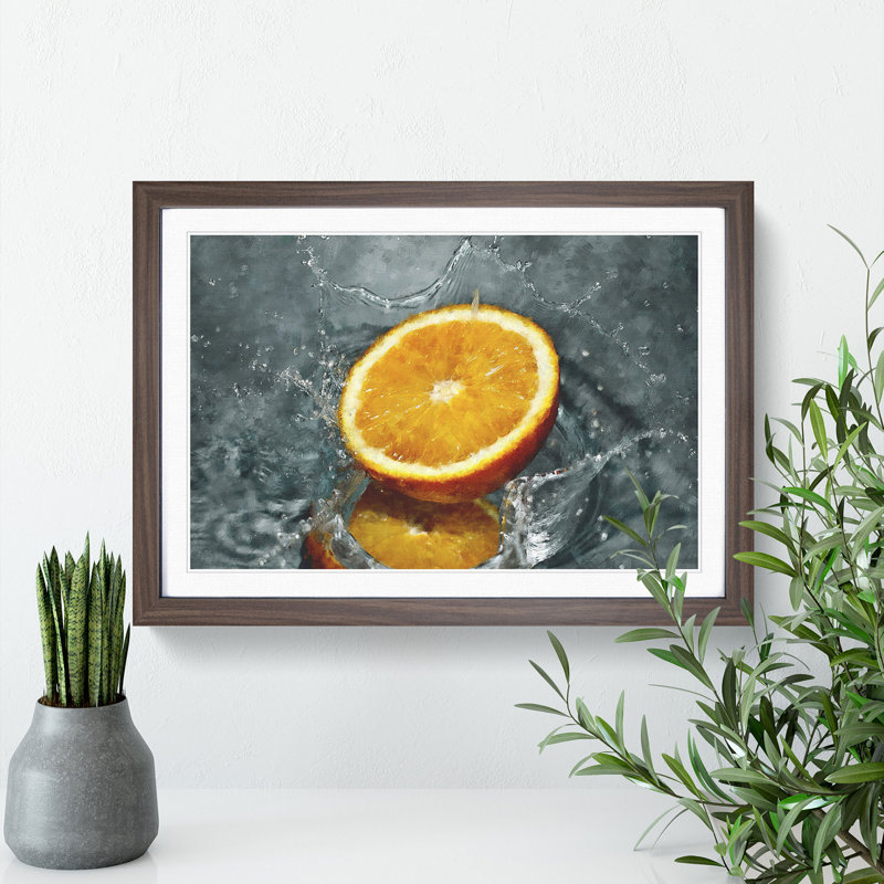 Sliced Orange Fruit - Picture Frame Graphic Art, 36cm H x 48cm W x 2cm D, Walnut Framed