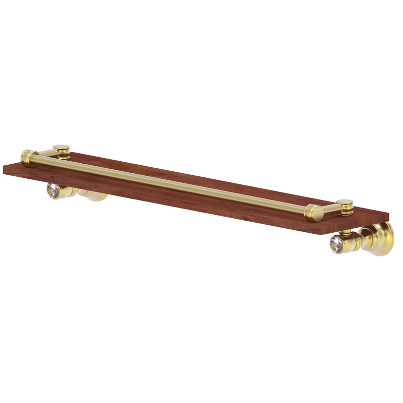 Freyja Solid Wood Accent Shelf, Satin Brass, 3.3" H x 22" W x 5.54" D