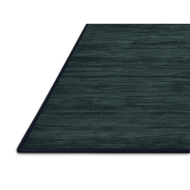 Machine Washable Solid Blue Area Rug, Round 5'
