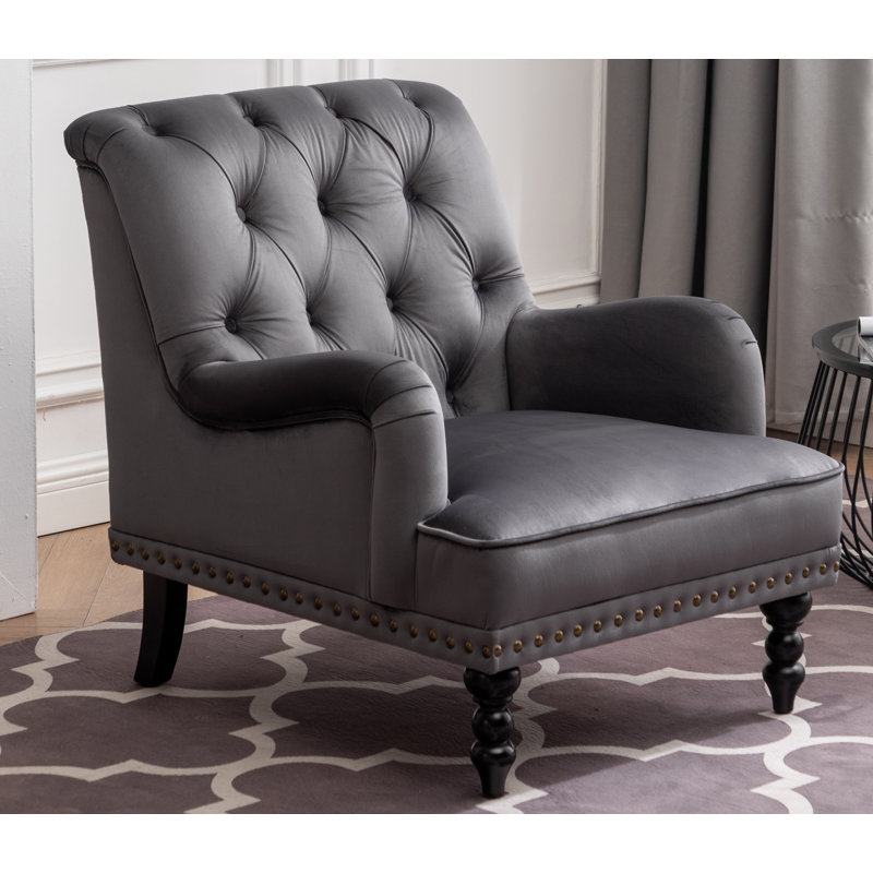 Garrett Velvet Armchair, Grey